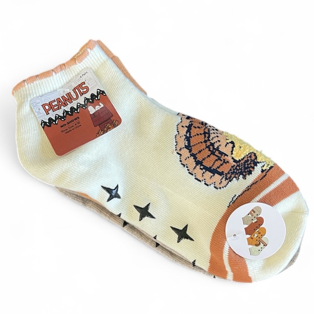 🆕PEANUTS SNOOPY & WOODSTOCK THANKSGIVING  🦃 4/PK NO-SHOW SOCKS